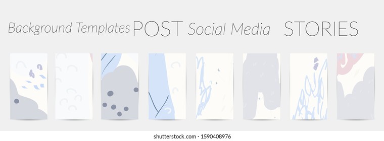Creative backgrounds for social media. Editable story templates. Pastel colored with hand drawn scribbles promotional backgrounds for social media apps.