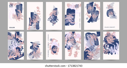 Fondos creativos para los medios sociales. Se trata de un conjunto de colores pastel con garabatos dibujados a mano en los medios sociales. Gráfico vectorial de existencias
