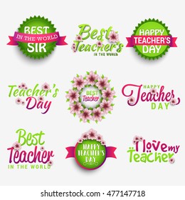 Creative Badge,label or stylish typography set of teachers day celebration.