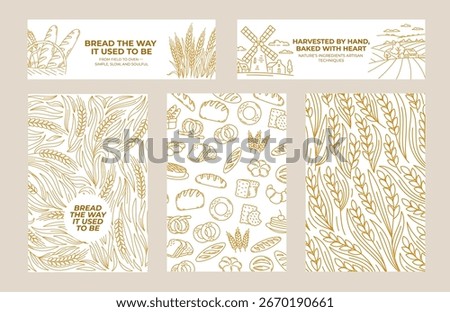 Creative bakery branding design for grain bread and flour packaging elements