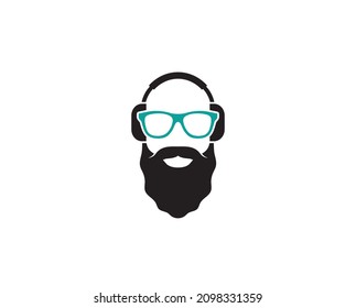 símbolo vectorial del logo de barba de hombre calvo creativo