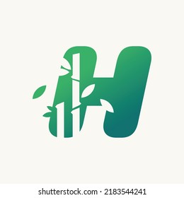 Creative bamboo with initial letter H logo vector concept