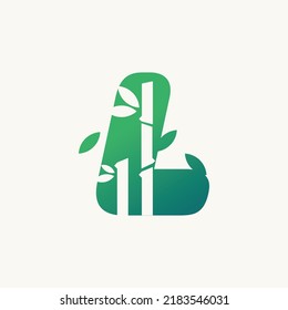 Creative bamboo with initial letter L logo vector concept