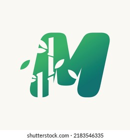 Creative bamboo with initial letter M logo vector concept