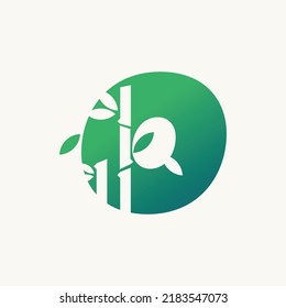 Creative bamboo with initial letter O logo vector concept