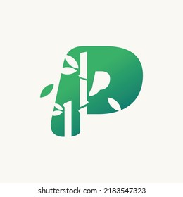 Creative bamboo with initial letter P logo vector concept