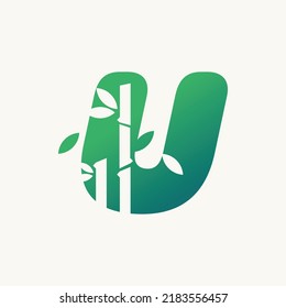 Creative bamboo with initial letter U logo vector concept