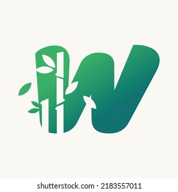 Creative bamboo with initial letter W logo vector concept