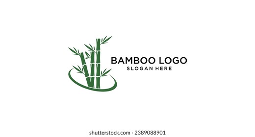 Plantilla de diseño de logotipo de bambú creativo con concepto único| vector premium