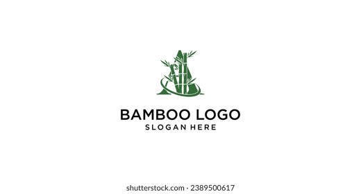 Plantilla de diseño de logotipo de bambú creativo con concepto único| vector premium