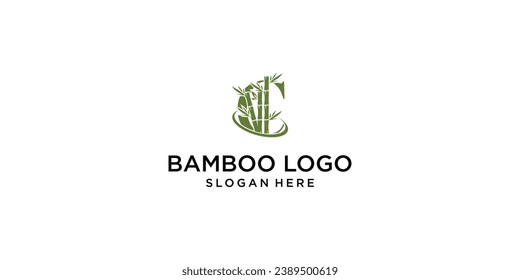 Plantilla de diseño de logotipo de bambú creativo con concepto único| vector premium