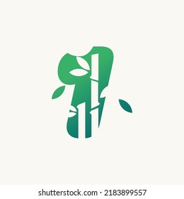 Creative bamboo with number 1 logo vector concept