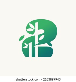 Kreatives Bambus mit Logo der Nummer 2, Vektorkonzept