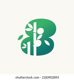 Creative bamboo with number 8 logo vector concept
