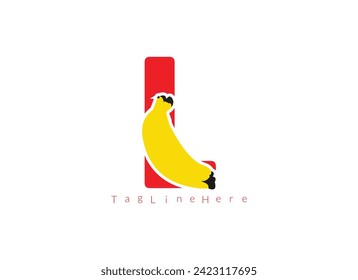 Banana creativa L   logotipo, logotipo de banana dentro del diseño del logo de la carta