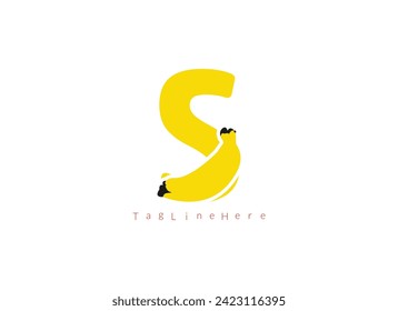 Creative Banana  S   logo, banana logo inside the letter logo design