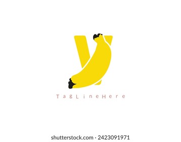 Creative Banana   V  logo, banana logo inside the letter logo design