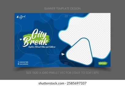 creative banner abstract background for travel agency promotion with image replacement easy to edit perfect for holiday ads