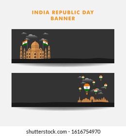 Creative banner for celebration of Indian Republic Day. 26 January 2020. Vector Illustration