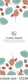 Creative banner decorated with hand drawn tropical leaves. Vector of abstract backgrounds with bright vibrant banners, posters, cover design templates with tropical leaves and plants.
