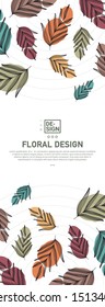 Creative banner decorated with hand drawn tropical leaves. Vector of abstract backgrounds with bright vibrant banners, posters, cover design templates with tropical leaves and plants.