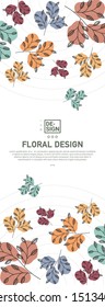 Creative banner decorated with hand drawn tropical leaves. Vector of abstract backgrounds with bright vibrant banners, posters, cover design templates with tropical leaves and plants.