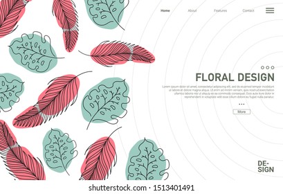 Creative banner decorated with hand drawn tropical leaves. Vector of abstract backgrounds with bright vibrant banners, posters, cover design templates with tropical leaves and plants.