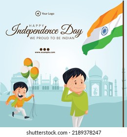 Creative banner design of 15th august happy independence day template. 