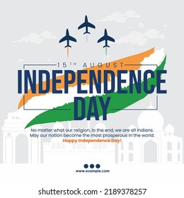 Creative banner design of 15th august happy independence day template. 