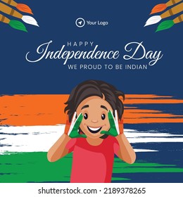 Creative banner design of 15th august happy independence day template. 