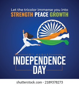 Creative banner design of 15th august happy independence day template. 