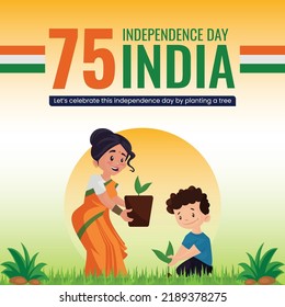 Creative banner design of 15th august happy independence day template. 