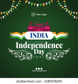 Diseño creativo de pancartas del 15 de agosto feliz día de la independencia. 