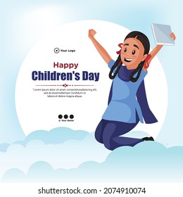 Diseño creativo de pancartas de feliz plantilla del día de los niños.