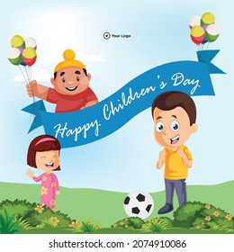 Creative banner design of happy children's day template.