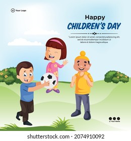 Creative banner design of happy children's day template.
