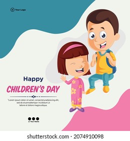 Creative banner design of happy children's day template.