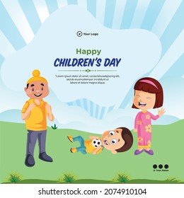 Creative banner design of happy children's day template.