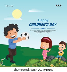 Diseño creativo de pancartas de feliz plantilla del día de los niños.