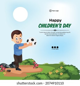 Creative banner design of happy children's day template.