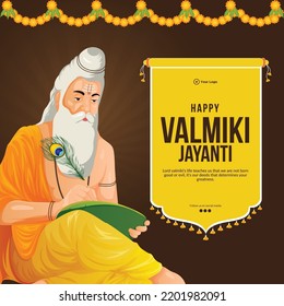 Creative banner design of happy Valmiki Jayanti template. 
