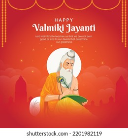 Creative banner design of happy Valmiki Jayanti template. 