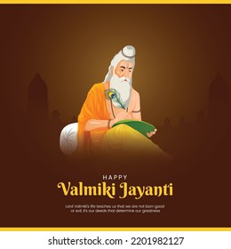 Creative banner design of happy Valmiki Jayanti template. 