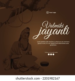 Creative banner design of happy Valmiki Jayanti template. 