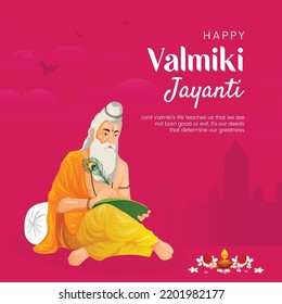 Creative banner design of happy Valmiki Jayanti template. 