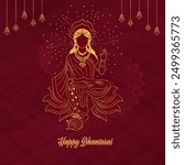 Creative banner design of Indian festival happy Dhanteras template with Goddess Laxmi.