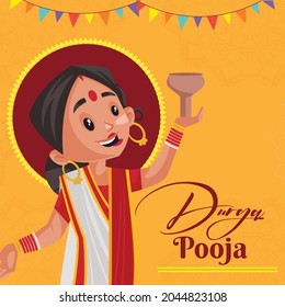 Creative banner design of Indian festival Durga pooja. 
