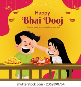 Creative Banner Design Of Indian Festival Happy Bhai Dooj Template.