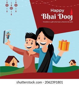 Creative Banner Design Of Indian Festival Happy Bhai Dooj Template.