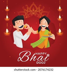 Creative banner design of Indian festival happy bhai dooj template.